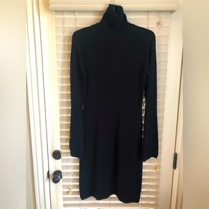 BCBG black sweater dress with bell sleeve